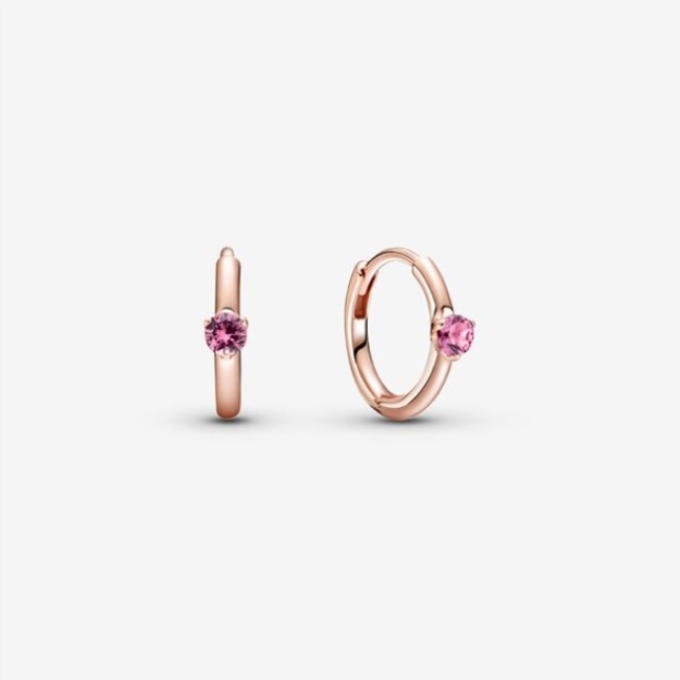 Pink Solitaire Huggie Hoop Earrings Pandora